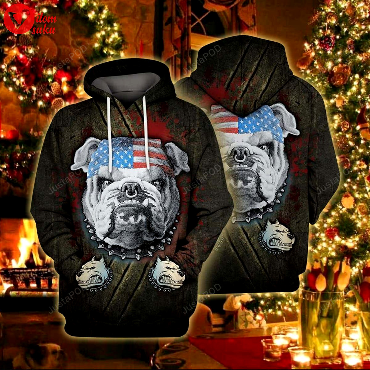 Bulldog angry 3d all over print hoodie, zip-up hoodie