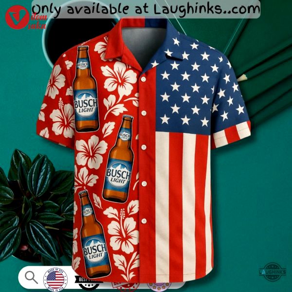 Busch light 4th of july tropical hawaiian shirt