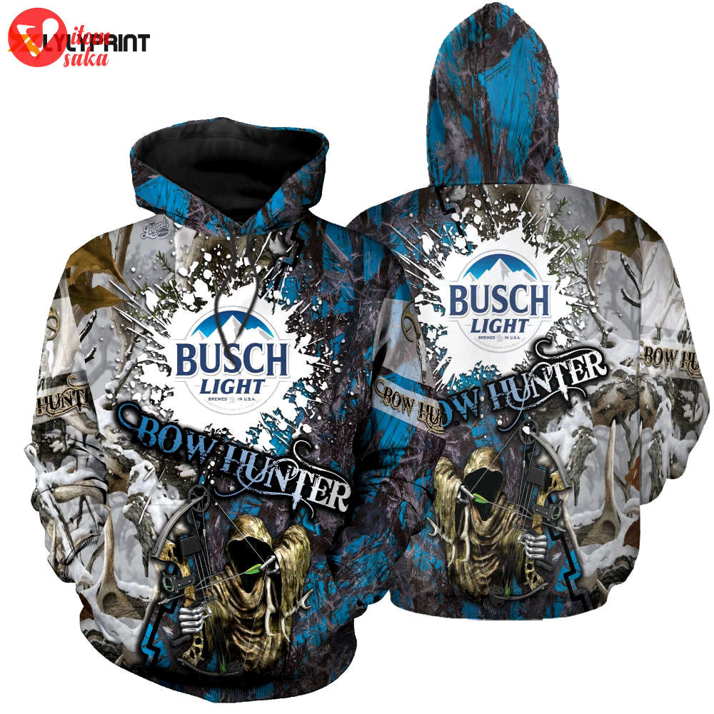 Busch light bow hunter camo 3d all over print hoodie, zip hoodie