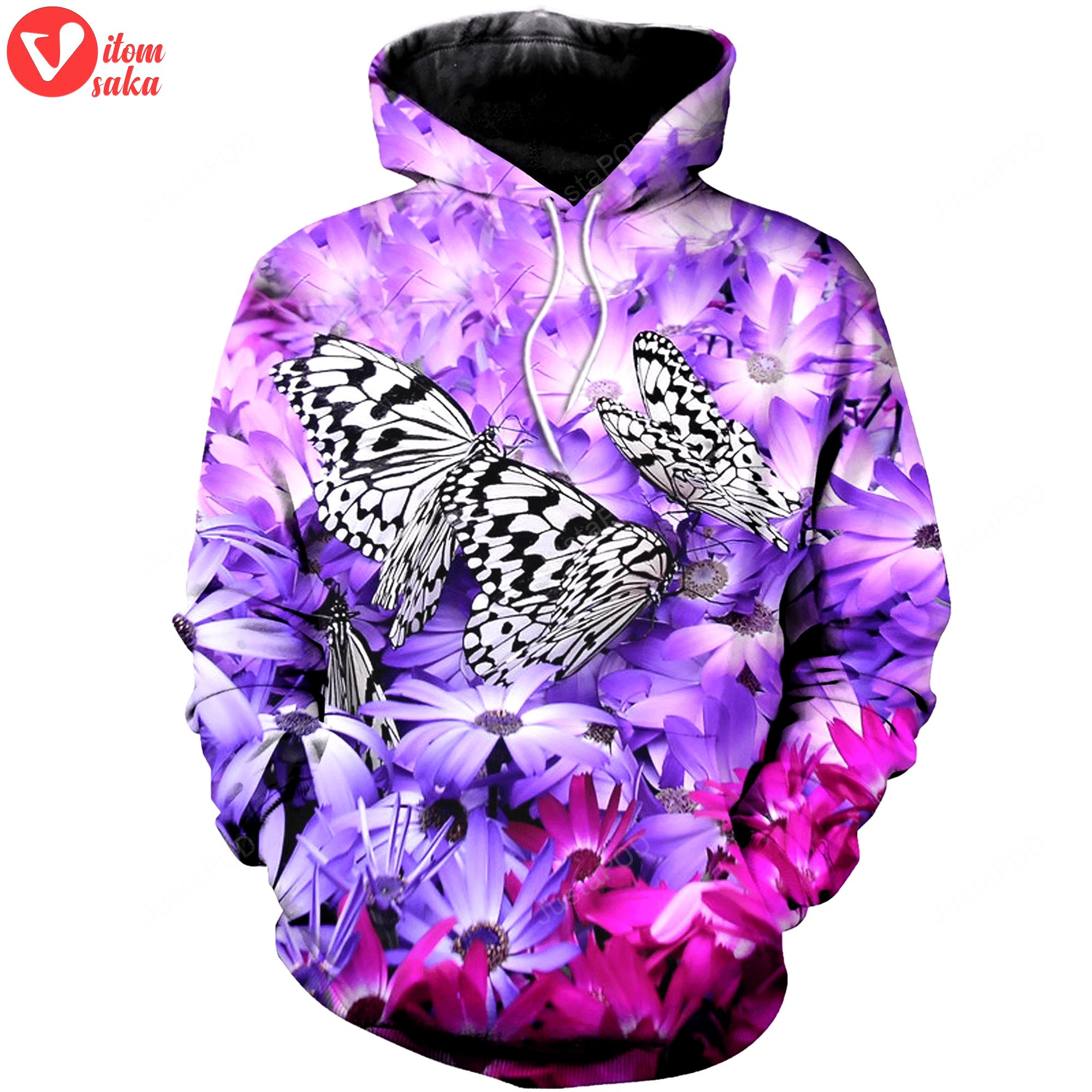 Butterfly 3d all over printed hoodie, zip- up hoodie