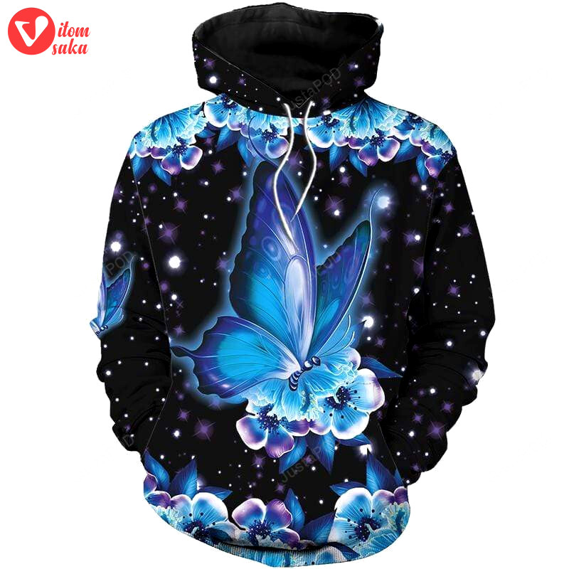 Butterfly in the night art 3d all print hoodie, zip- up hoodie