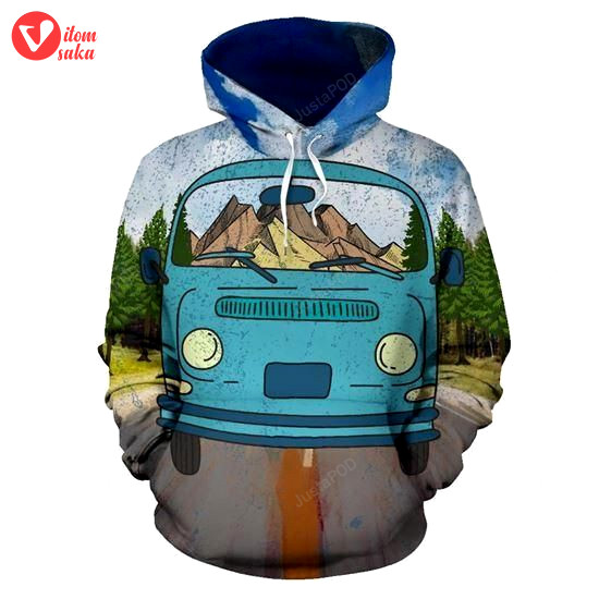 Camping bus van 3d all over printed hoodie, zip- up hoodie