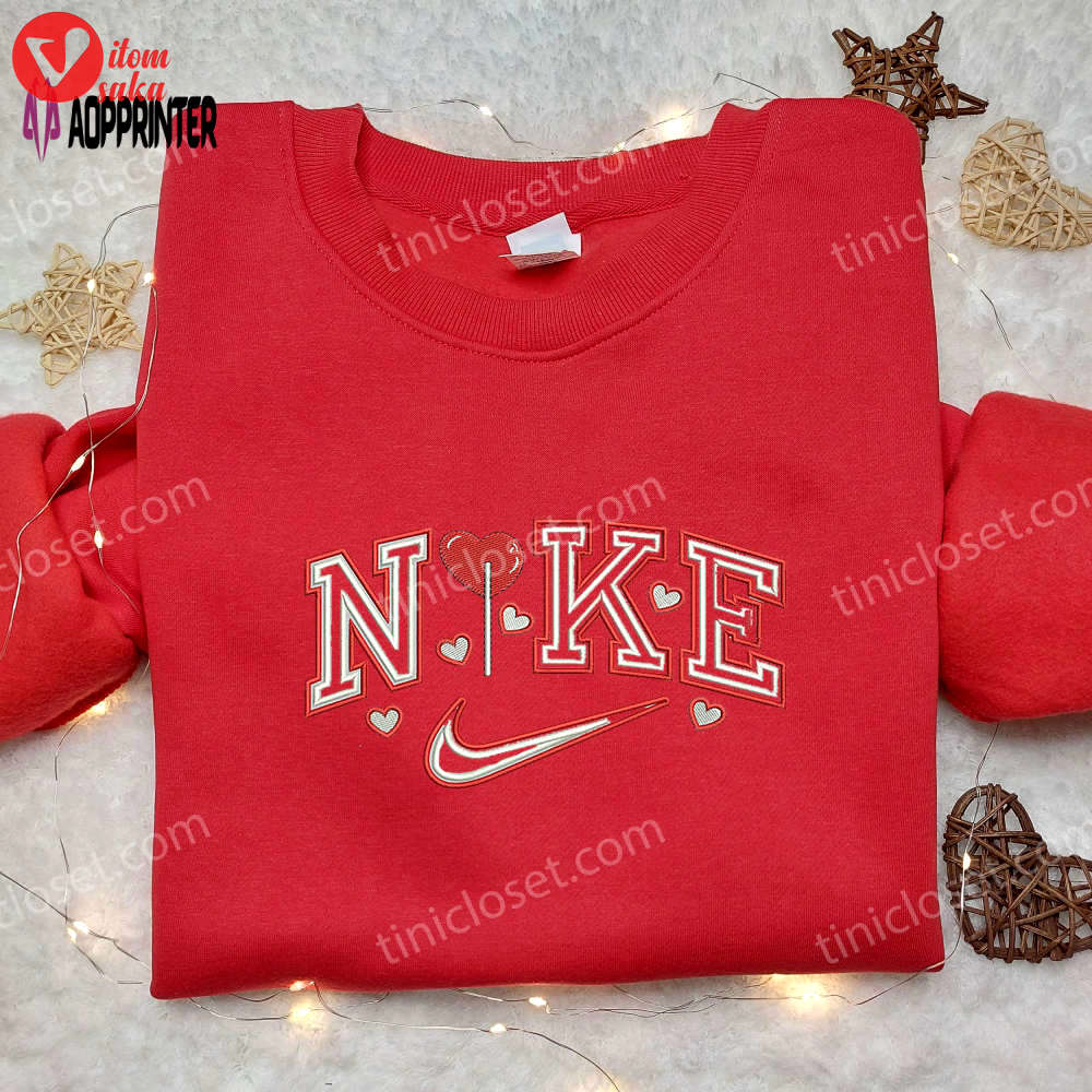 Candy love x nike embroidered shirt – valentine s day inspired unique nike shirt