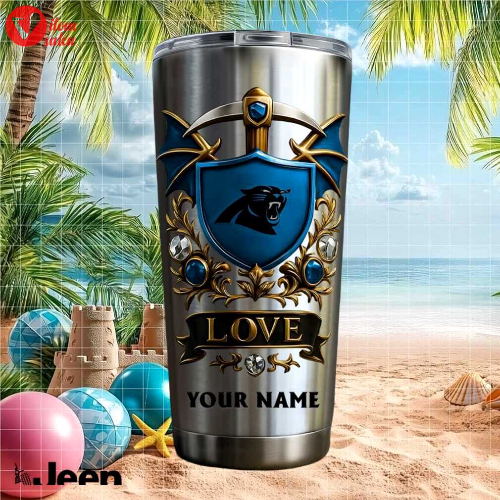 Carolina panthers personalized love custom name 20oz football fans gifts stainless steel insulated tumbler