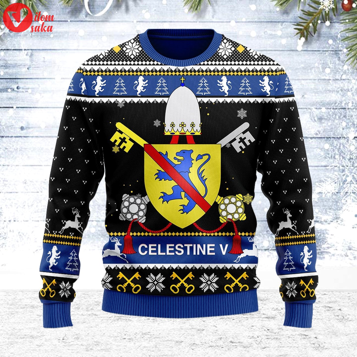 Celestine v coat of arms ugly christmas sweater – stormmerch exclusive