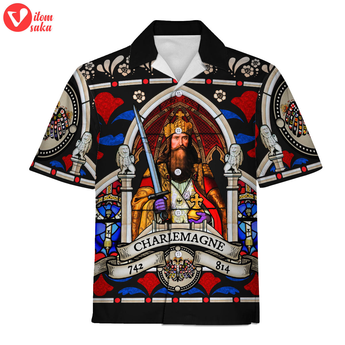 Charlemagne – stained glass in cologne cathedral hawaiian shirt polo shirt beach short – stormmerch exclusive