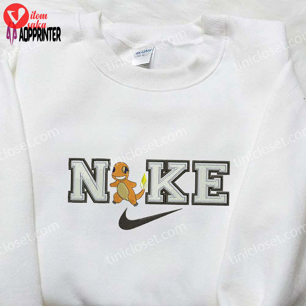 Charmander x nike swoosh embroidered shirt – pokemon & custom nike design