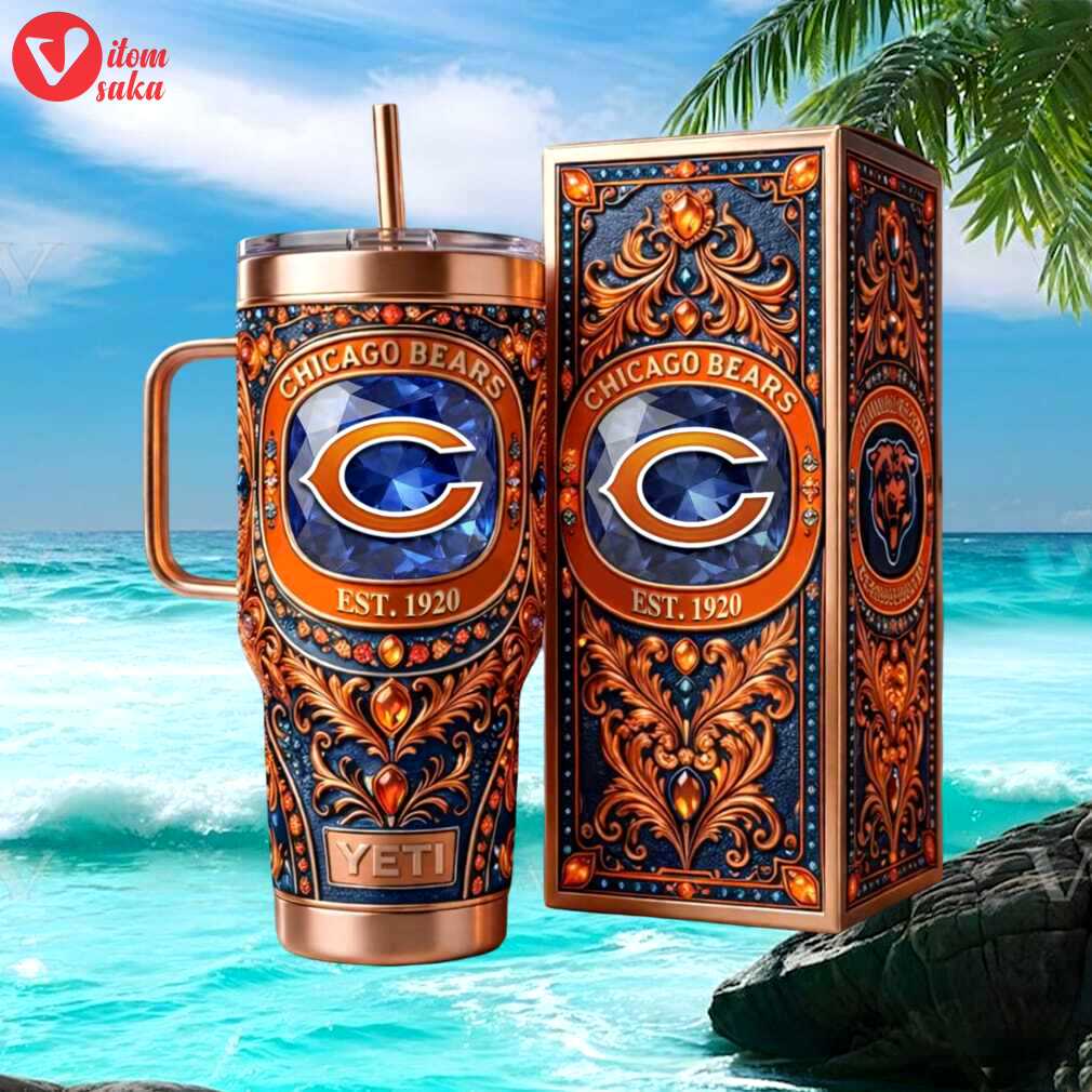 Chicago bears luxury 3d embossed tumbler   est. 1920 navy & orange collector’s edition