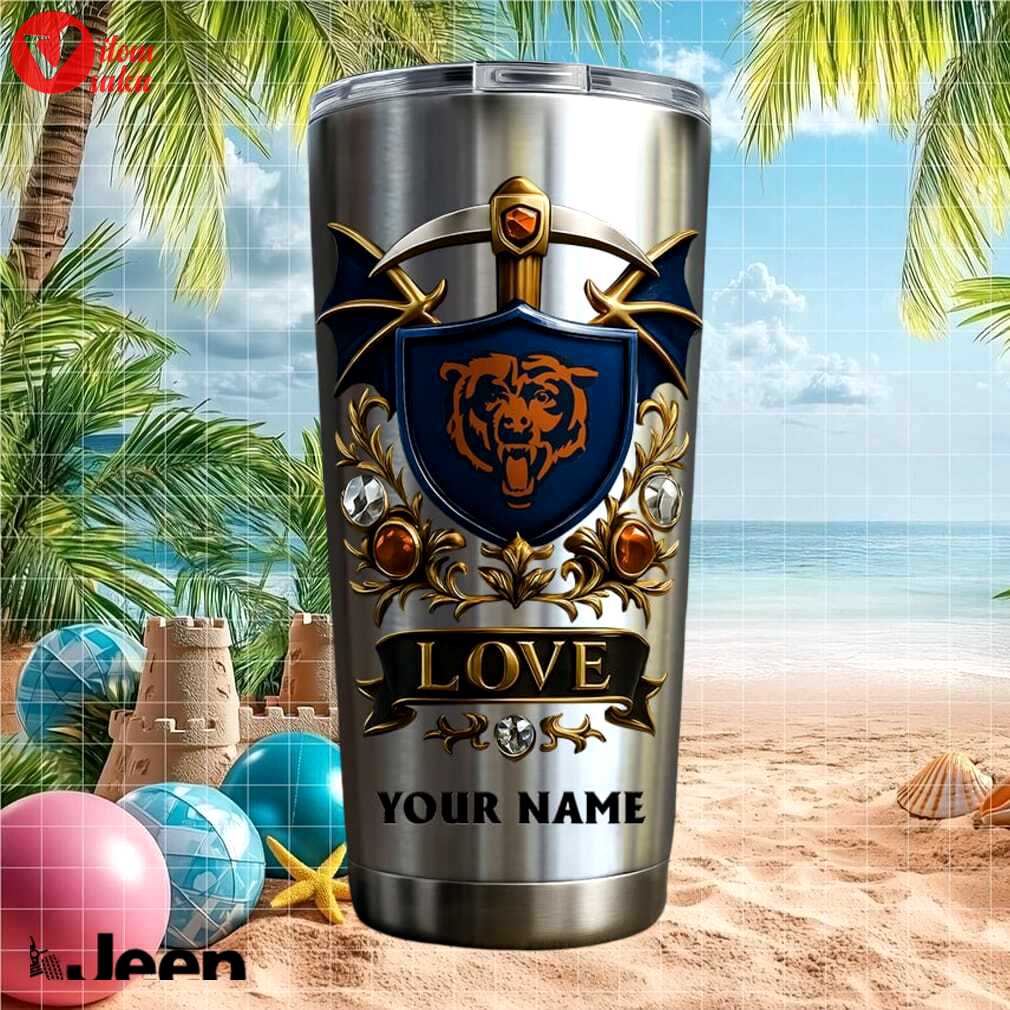 Chicago bears personalized love custom name 20oz football fans gifts stainless steel insulated tumbler