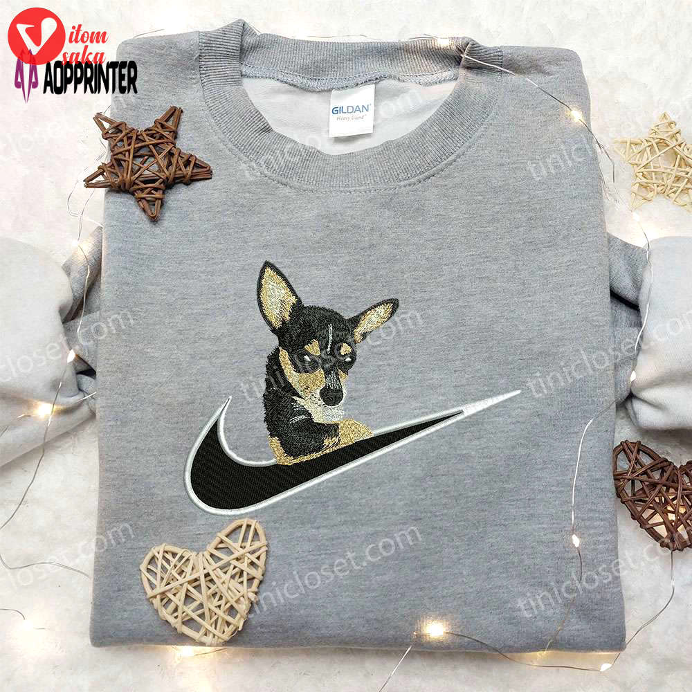 Chihuahua x nike swoosh embroidered shirt – animal & custom nike design