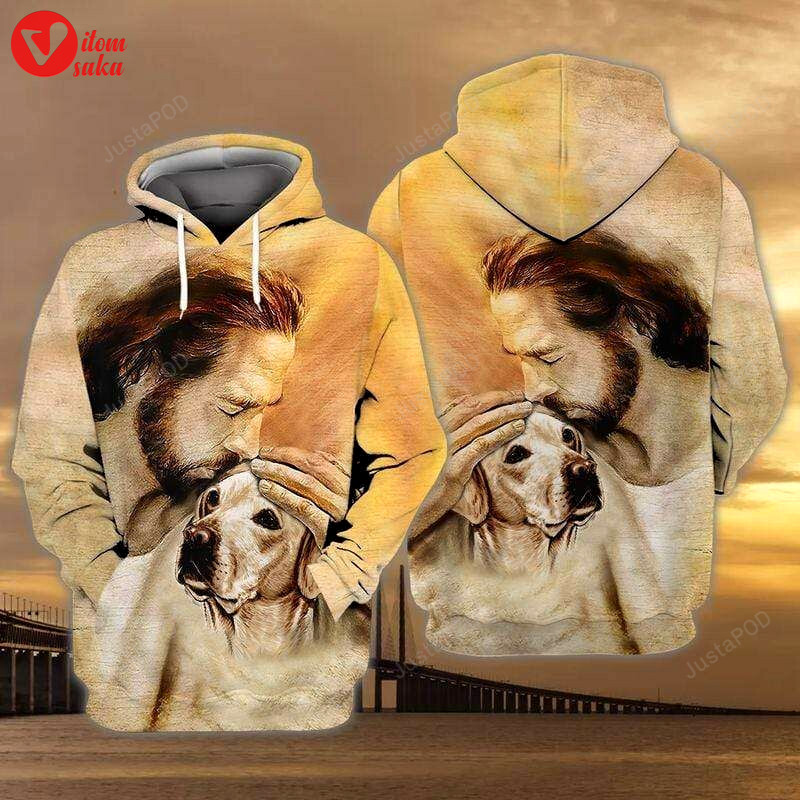 Christian jesus love labrador dog 3d all over printed hoodie, zip- up hoodie