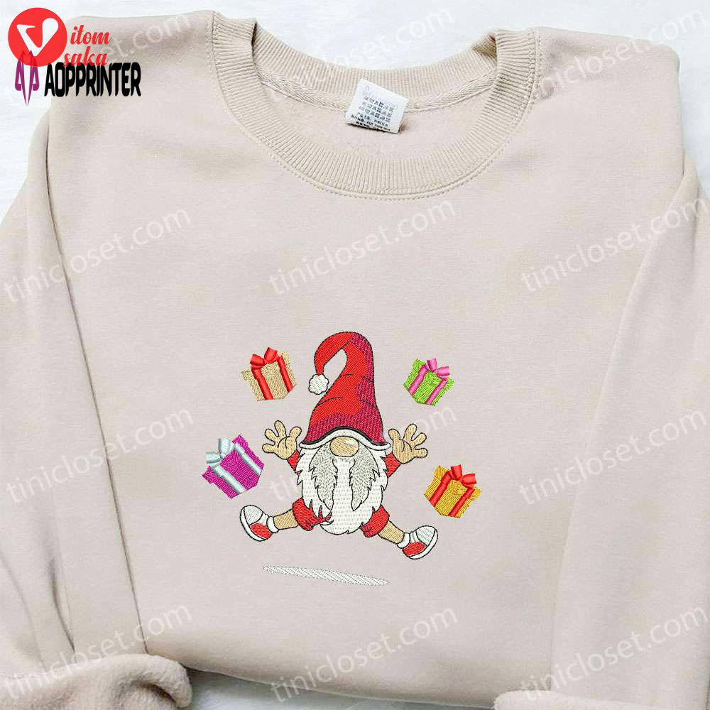 Christmas happy gnomes embroidered sweatshirt & hoodie – best gift ideas for family