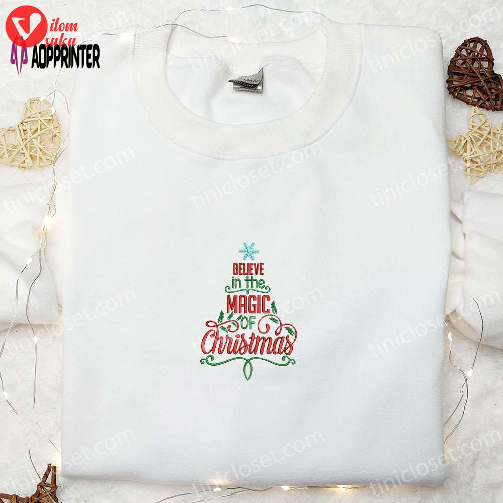 Christmas tree embroidered sweatshirt & t-shirt: best gift ideas for family