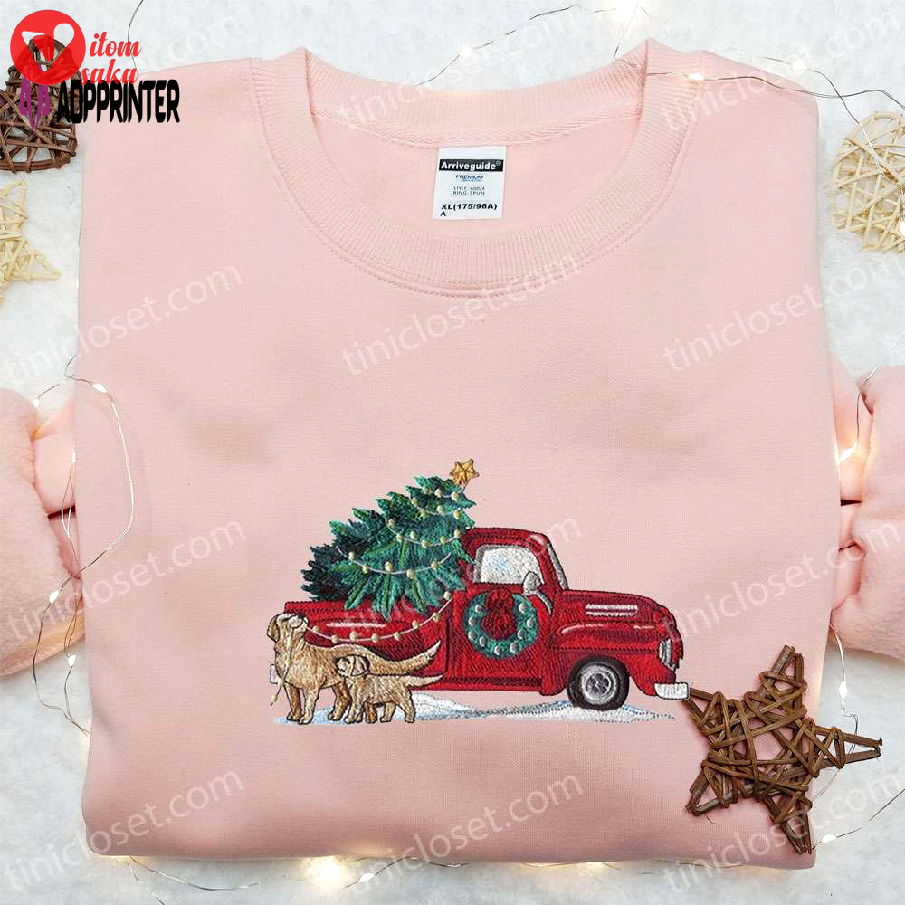 Christmas truck embroidered sweatshirt & t-shirt: best family gift ideas