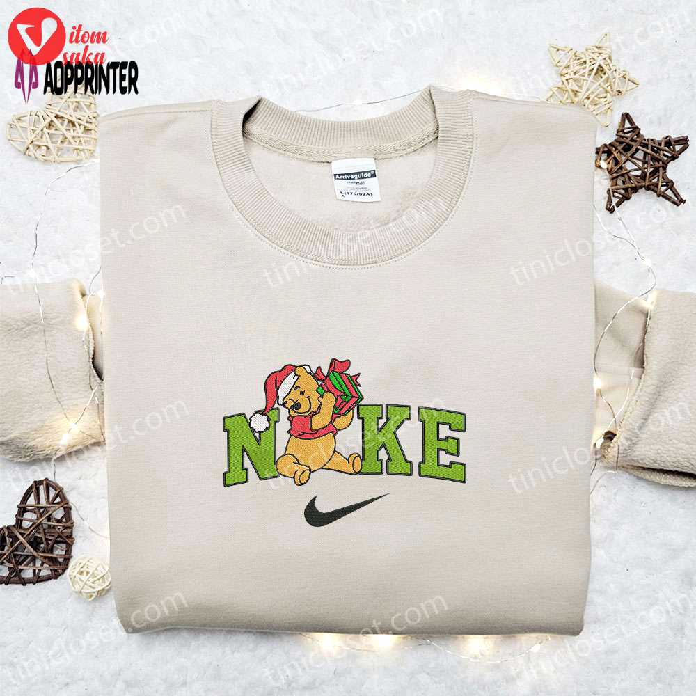 Christmas x nike embroidered sweatshirt: pooh with gift design – perfect christmas gift idea!
