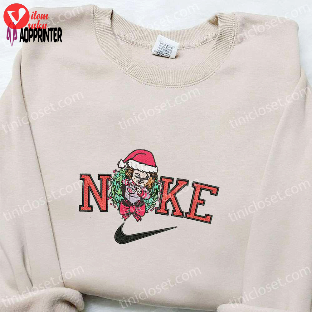 Chucky laurel wreath x nike christmas embroidered sweatshirt – best cartoon shirt for christmas gift