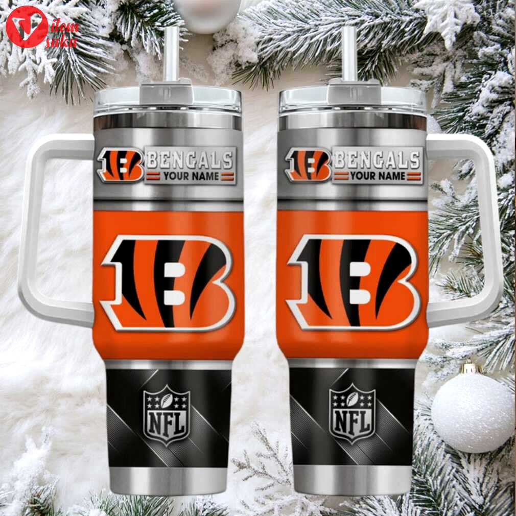 Cin bengals custom stanley cup 40oz. stainless steel travel tumbler with handle