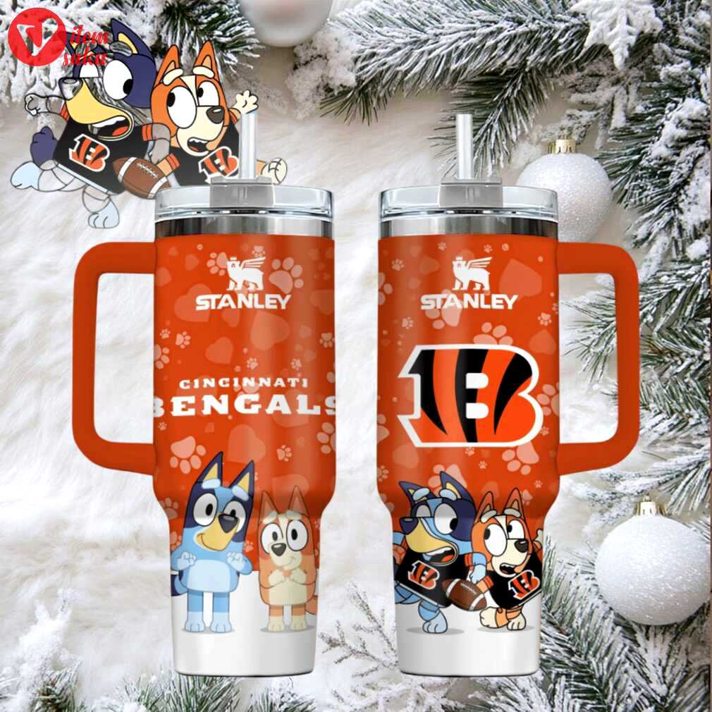 Cin bengals football x bluey custom stanley cup 40 oz 30 oz tumbler with handle