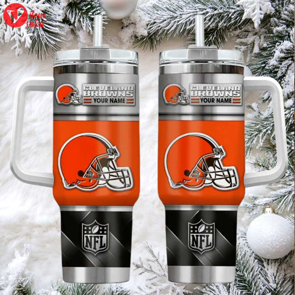 Cle browns custom stanley cup 40oz. stainless steel travel tumbler with handle