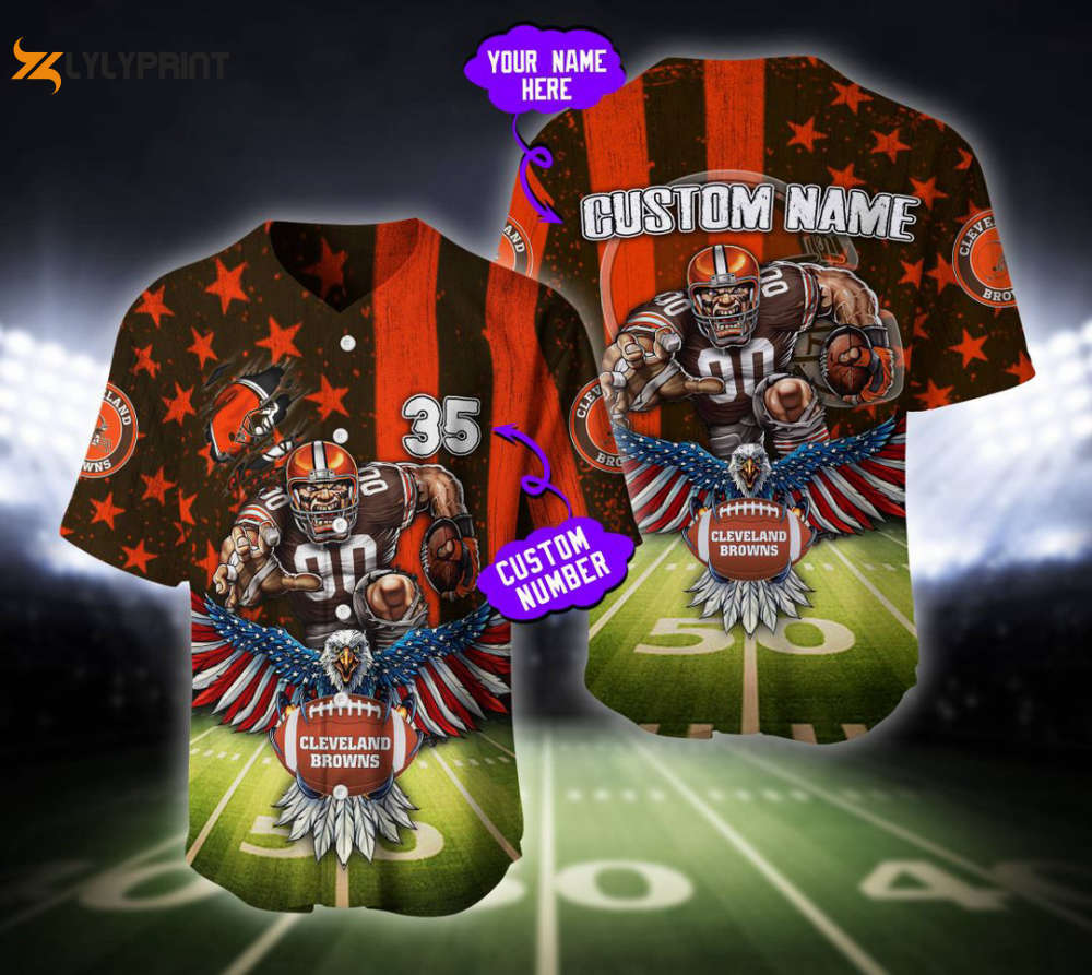 Cleveland browns baseball jersey custom name and number fan gifts