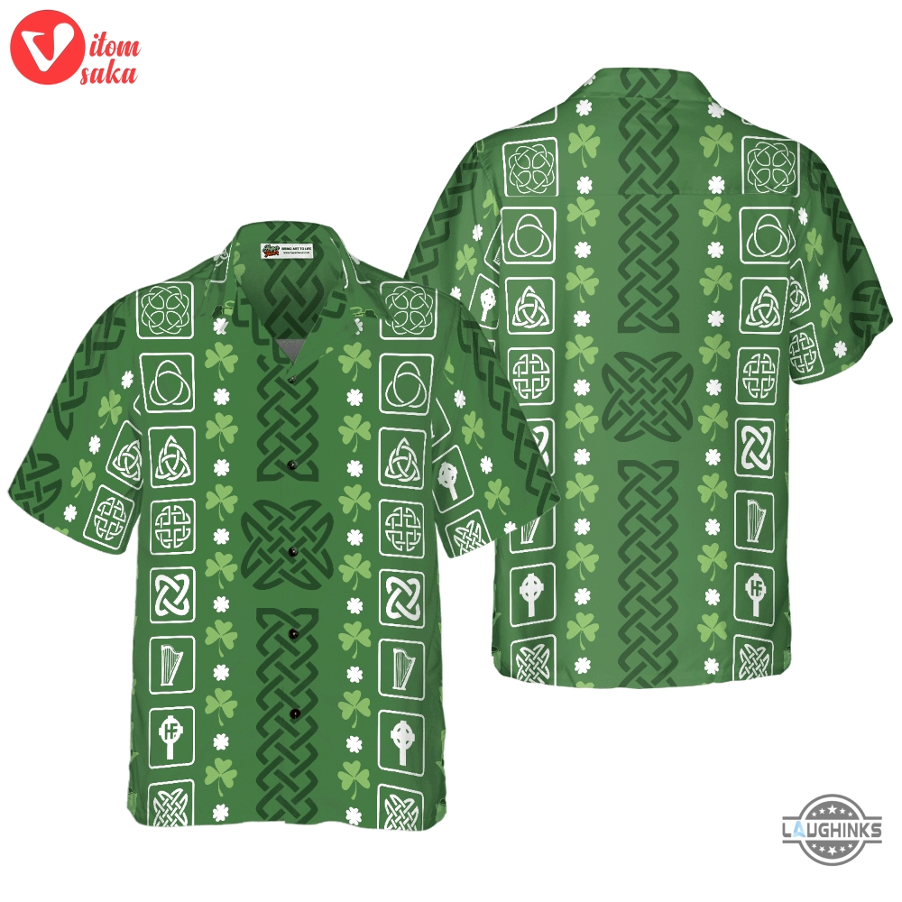 Collection of celtic irish happy st patricks day hawaiian shirt aloha summer beach button up shirts and shorts