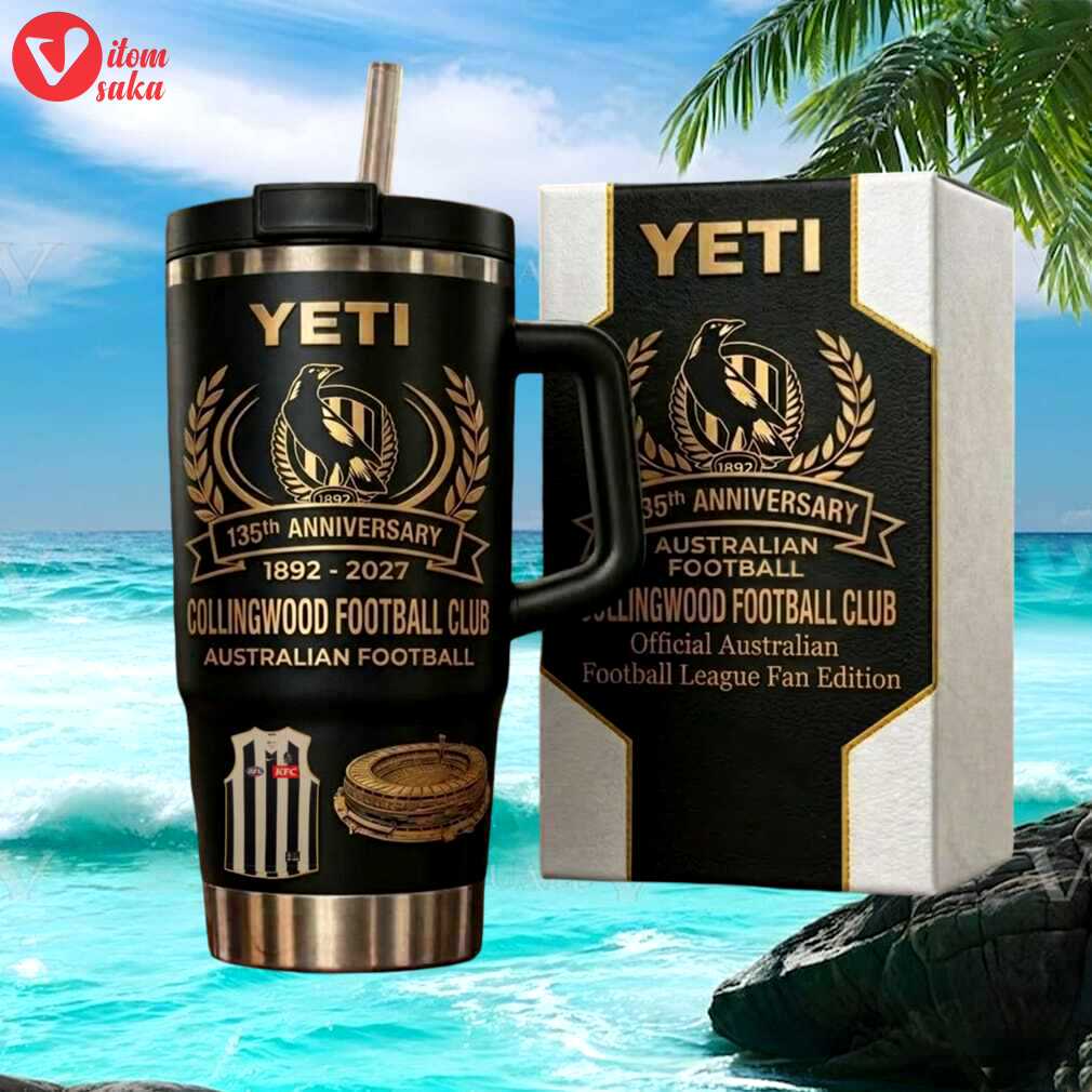 Collingwood magpies 135th anniversary afl official fan edition 40oz tumbler