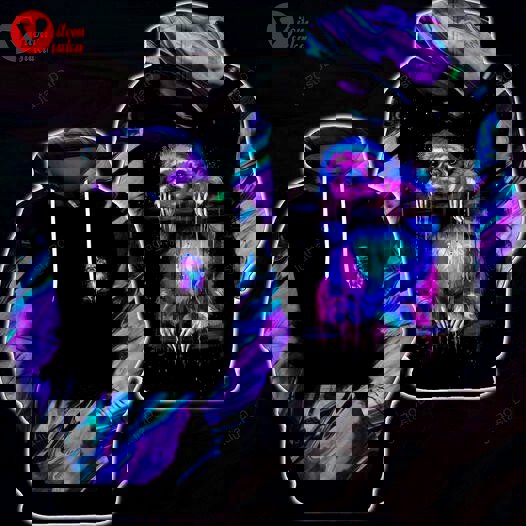 Colorful holographic sloth 3d all print hoodie, zip- up hoodie