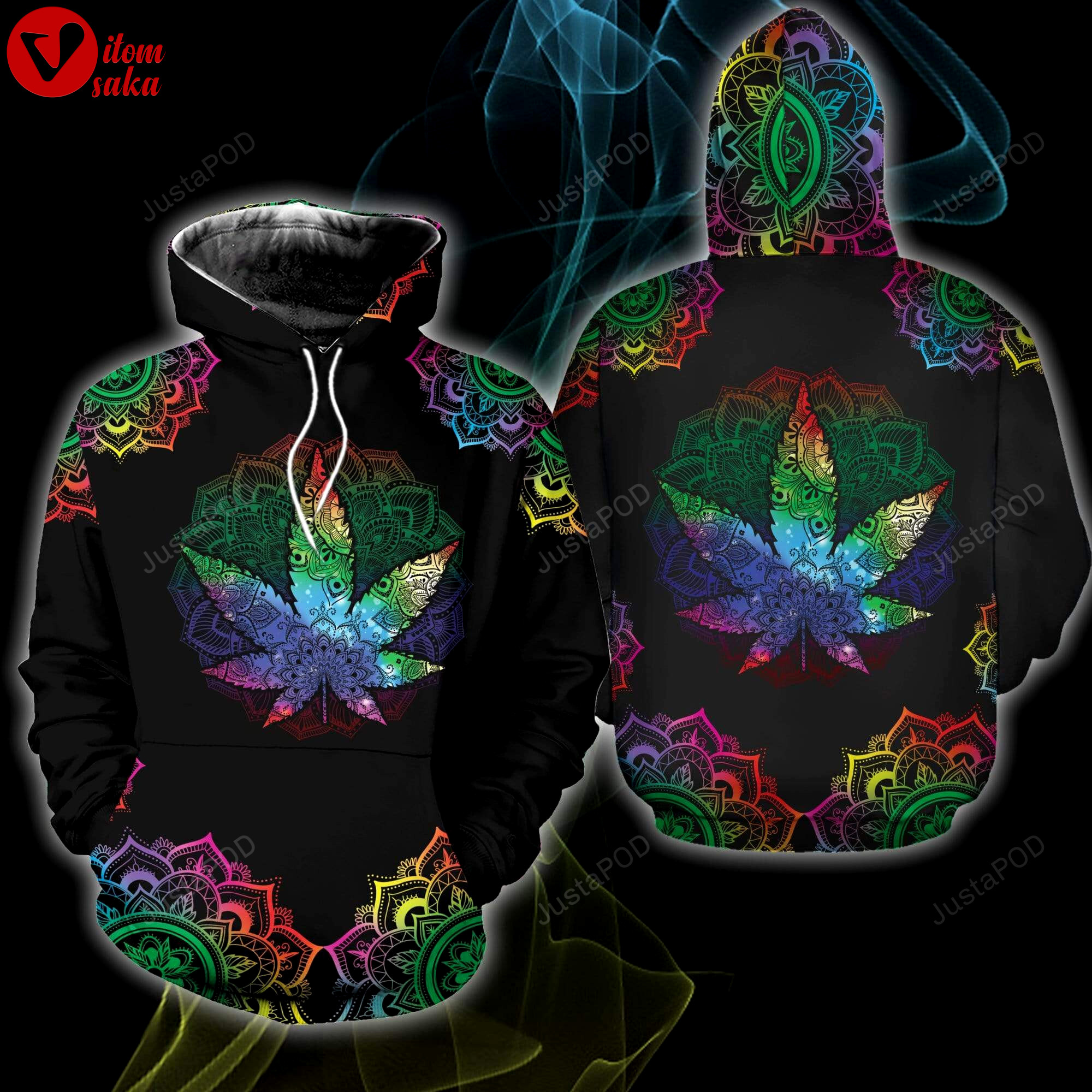 Colorful weed mandala 3d all print hoodie, zip- up hoodie