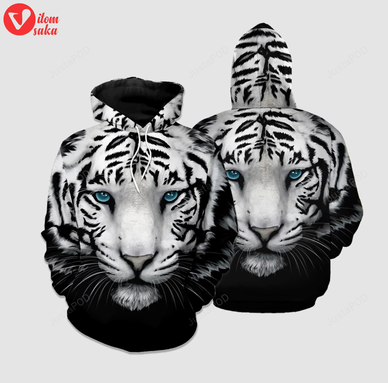 Cool black white tiger 3d all print hoodie, zip- up hoodie