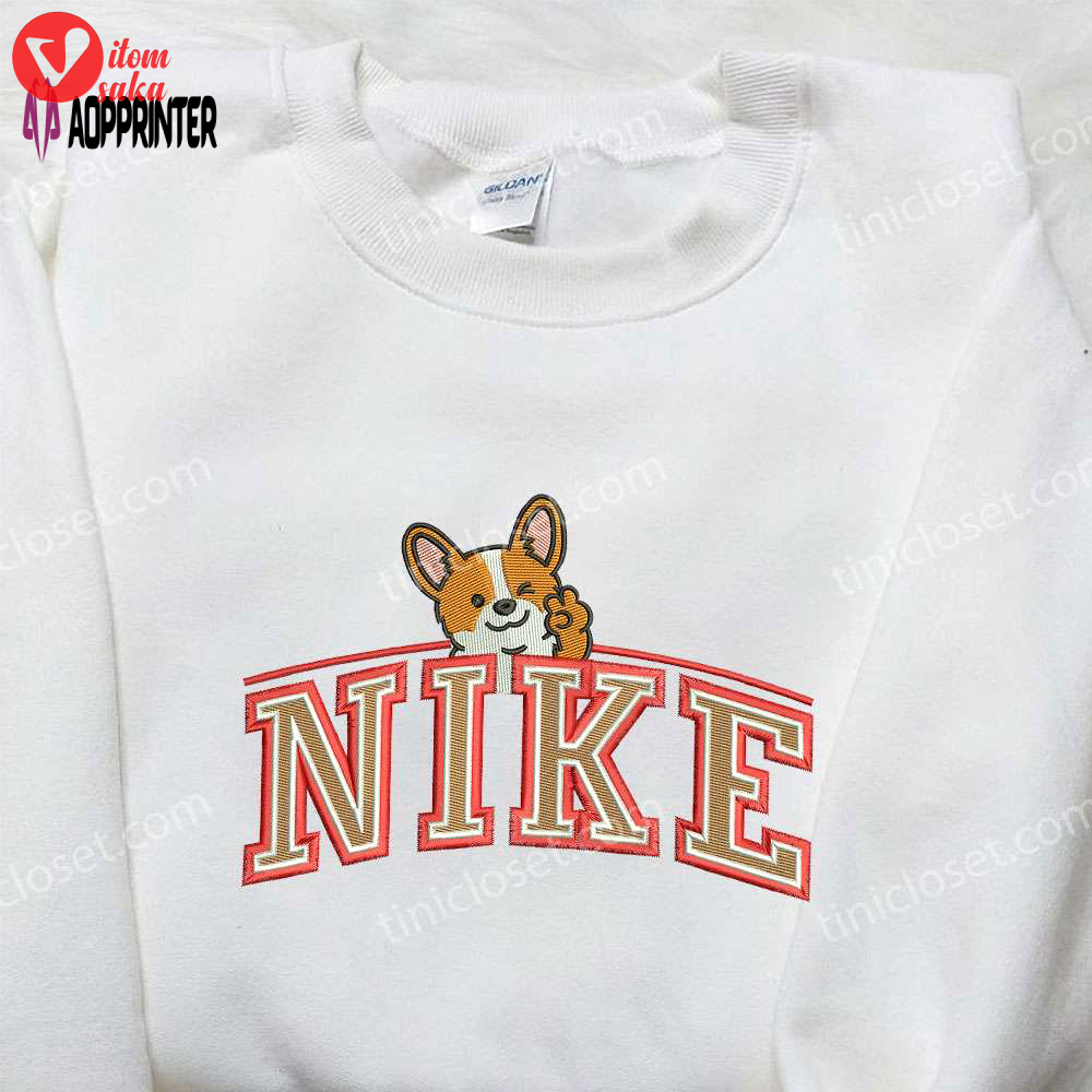 Corgi dog x nike embroidered shirt – unique animal & custom nike clothing