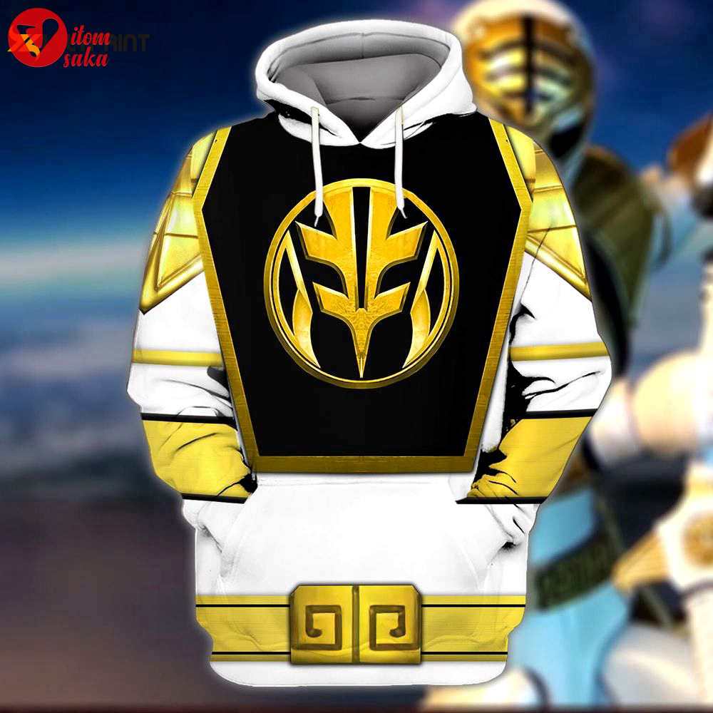 Costume white ranger, power rangers cosplay costume 3d hoodie
