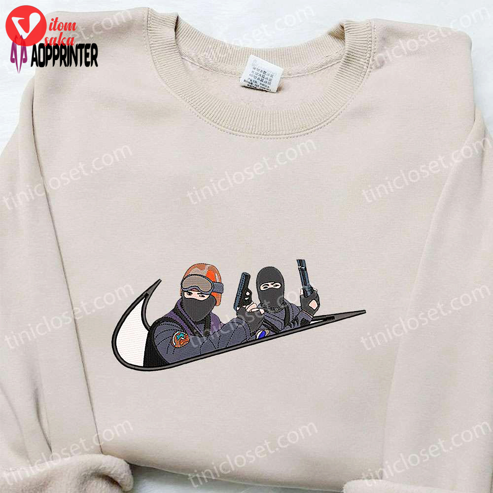 Counter strike x swoosh game embroidered hoodie – nike inspired shirt: best family gift ideas