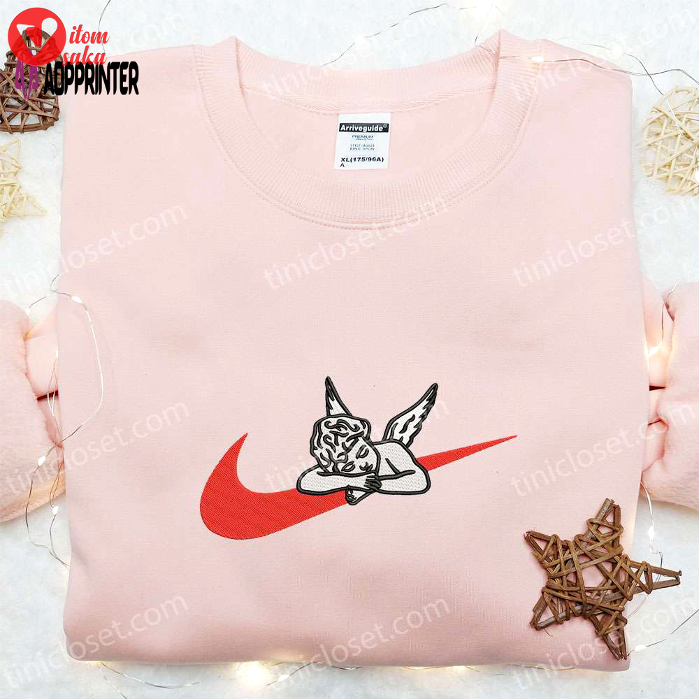 Cupid angel x nike swoosh embroidered shirt & valentine hoodie: perfect gift idea!