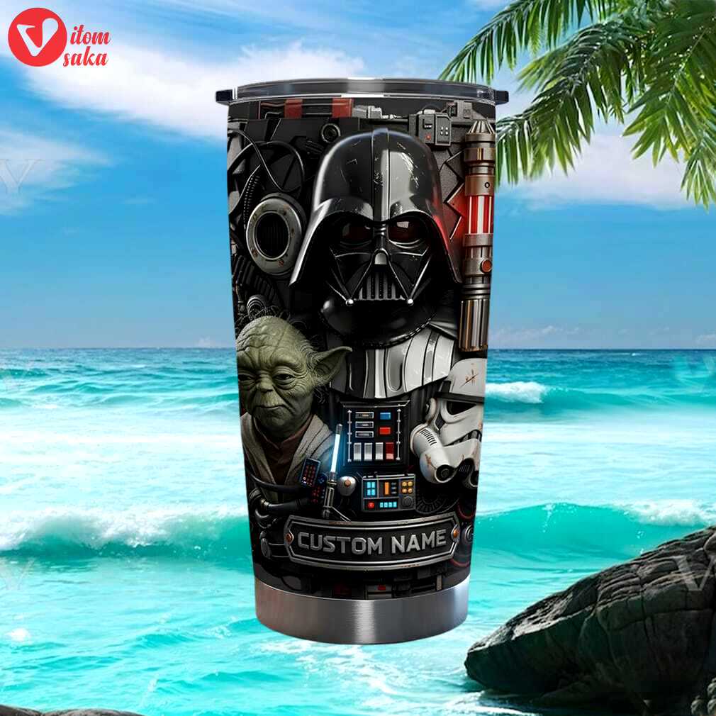 Custom name star wars darth vader and yoda 3d wrap design stainless steel tumbler