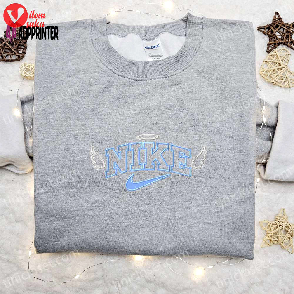 Custom nike embroidered shirt: angel wings design – perfect family gift