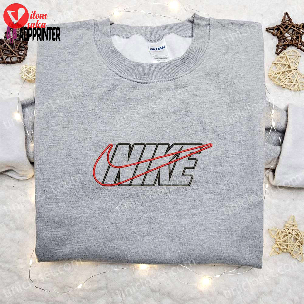 Custom nike embroidered shirt & hoodie: stylish outlines nike-inspired design