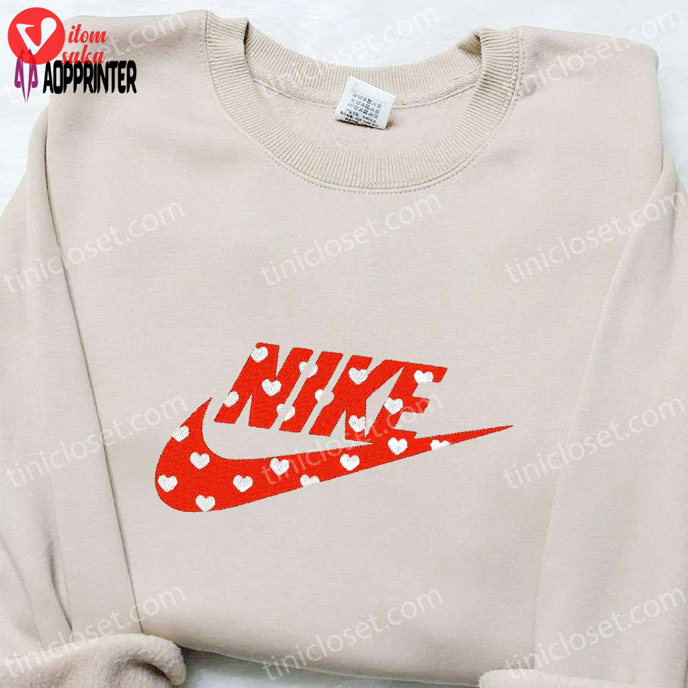 Custom nike heart embroidered sweatshirt: perfect valentine s day gift
