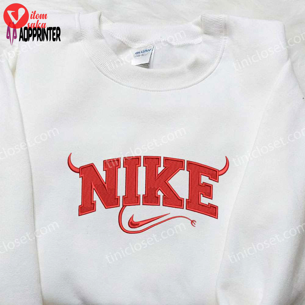 Custom nike red devil x halloween embroidered shirt – stylish & spooky