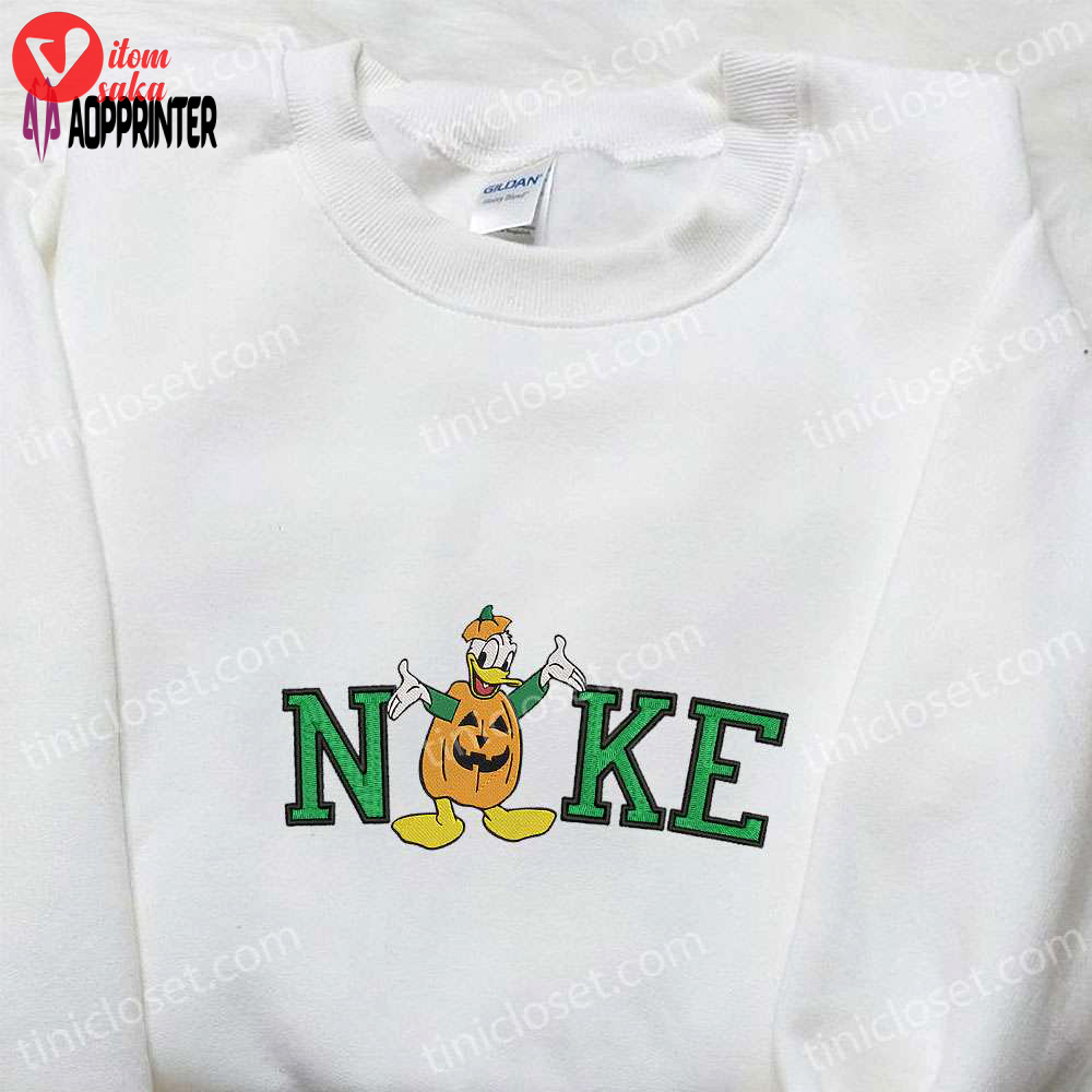 Custom nike x donald pumpkin halloween embroidered shirt: best family gifts