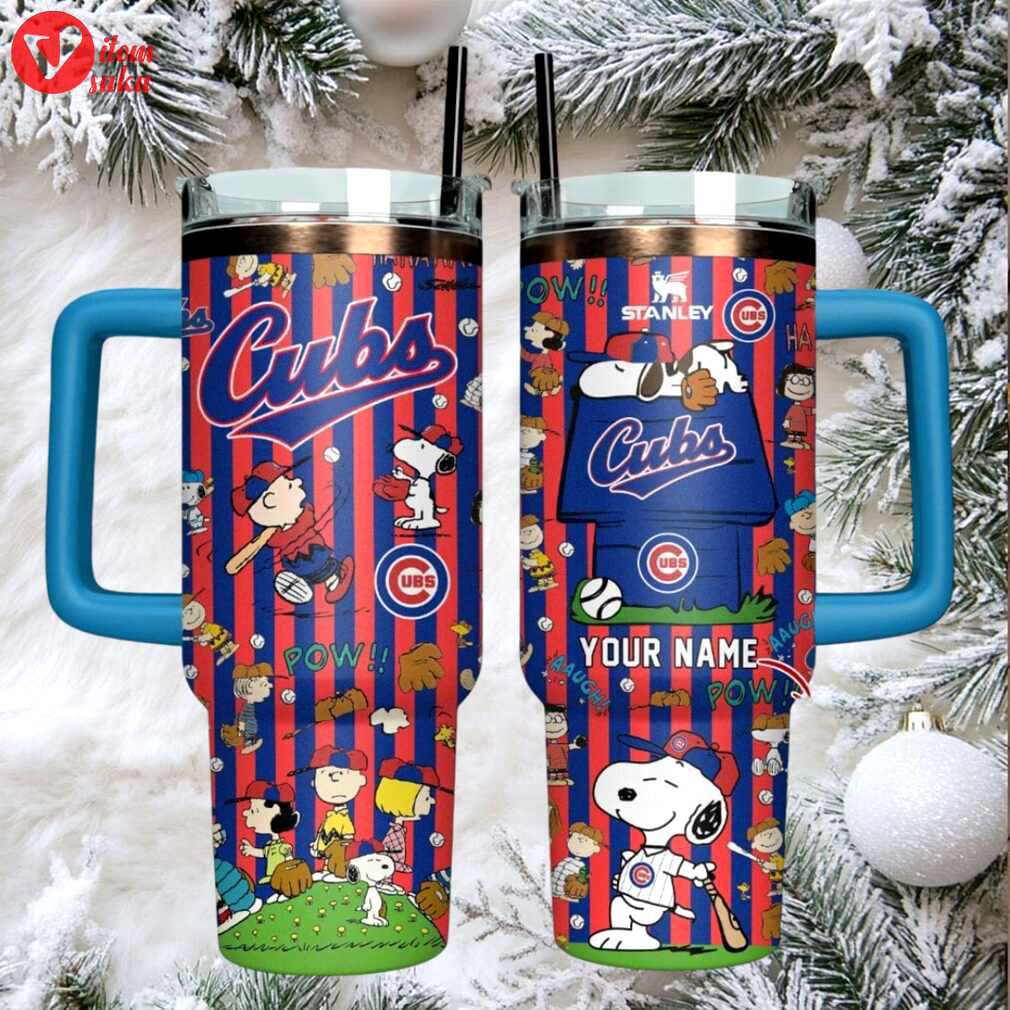 Customizable chicago cubs peanuts gang insulated travel mug