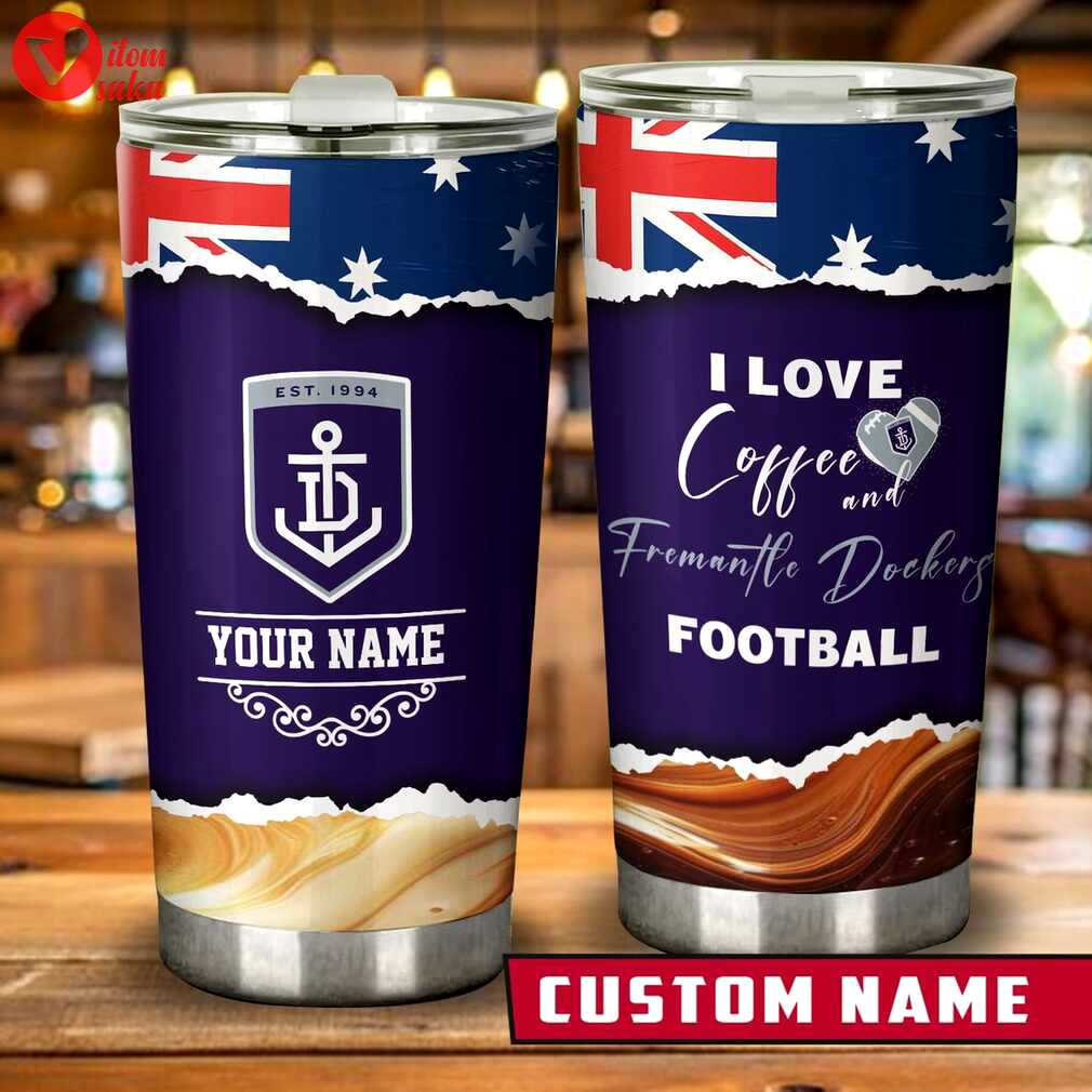 Customizable fremantle dockers afl stainless steel tumbler