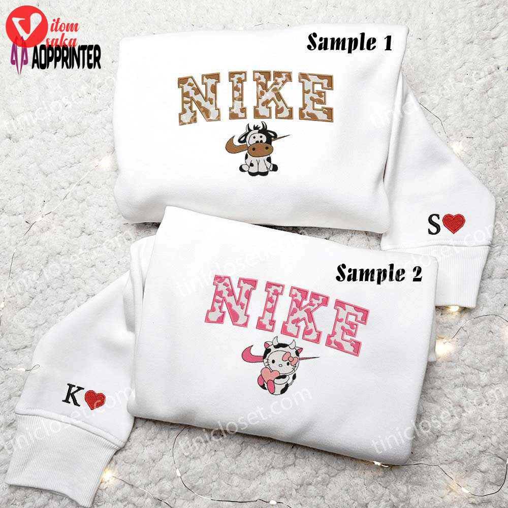 Cute cow hello kitty embroidered couples shirts – adorable matching tops for couples