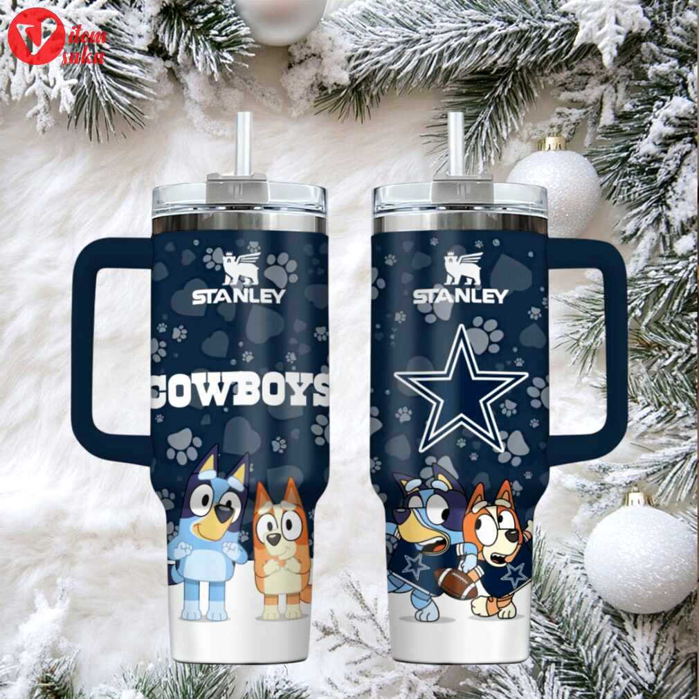 Dal cowboys football x bluey custom stanley cup 40 oz 30 oz tumbler with handle