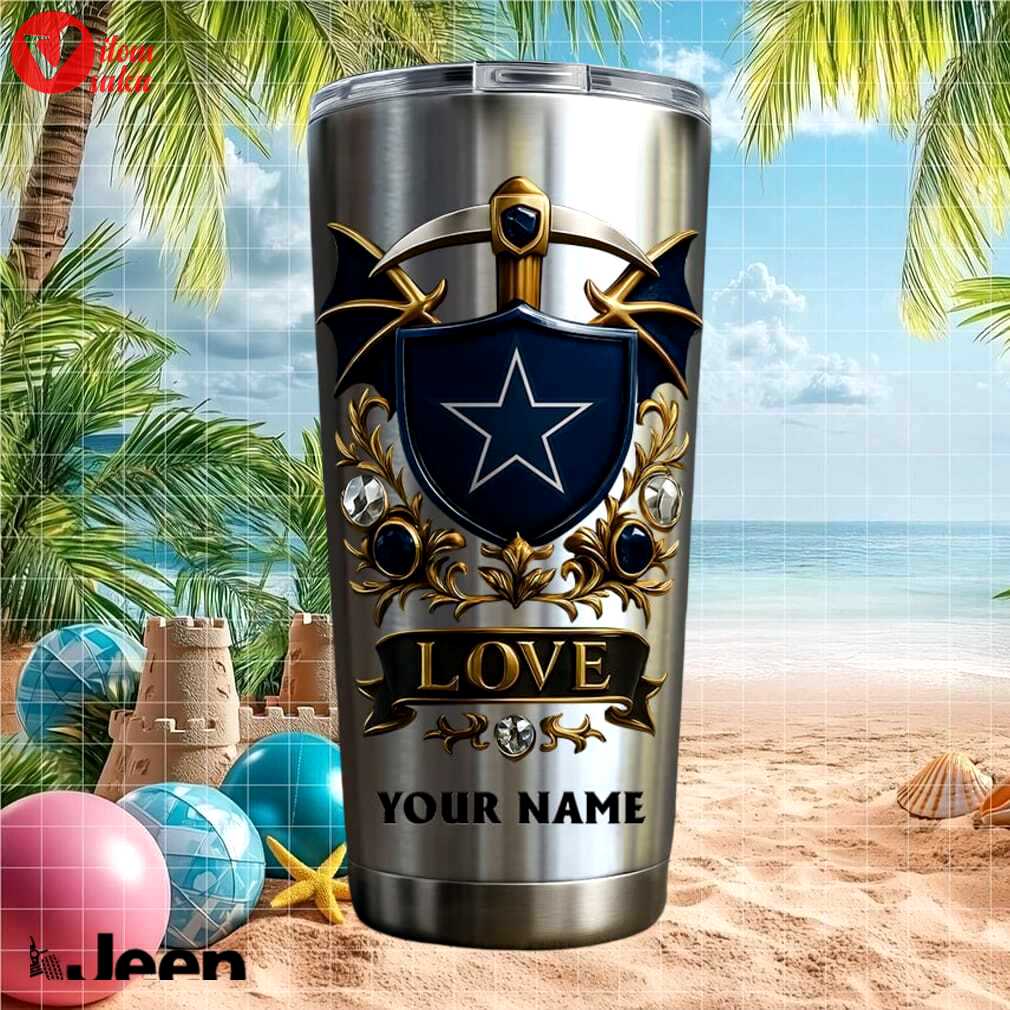 Dallas cowboys personalized name fan gift vintage blue star crest stainless steel insulated tumbler
