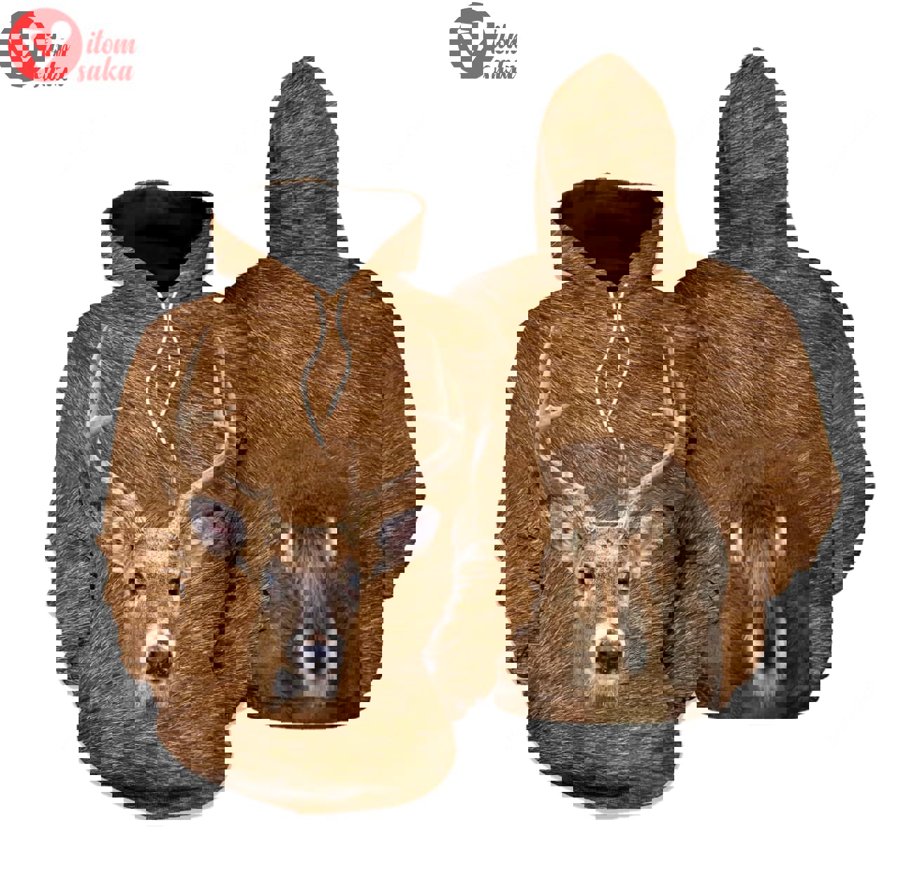 Deer face 3d all print hoodie, zip- up hoodie