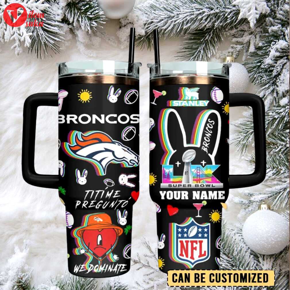 Den broncos football x bad bunny custom stanley cup 40 oz tumbler with handle