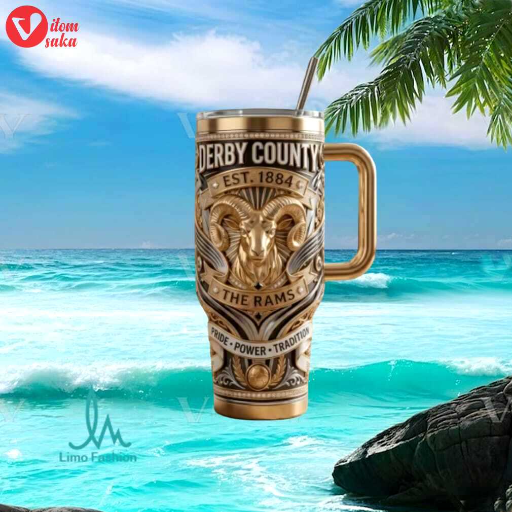 Derby county the rams est 1884 pride power tradition fan gift stainless steel insulated tumbler