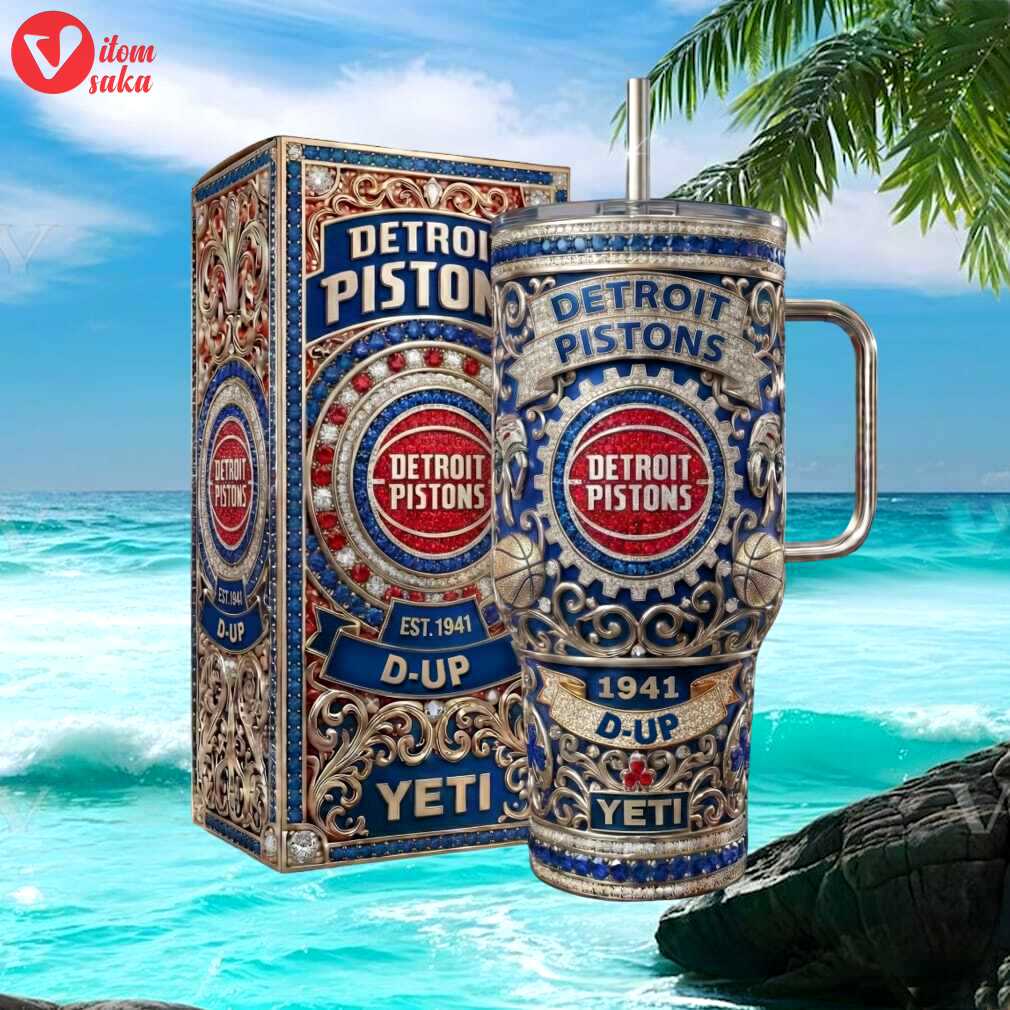 Detroit pistons d up bling rhinestone 40oz insulated tumbler