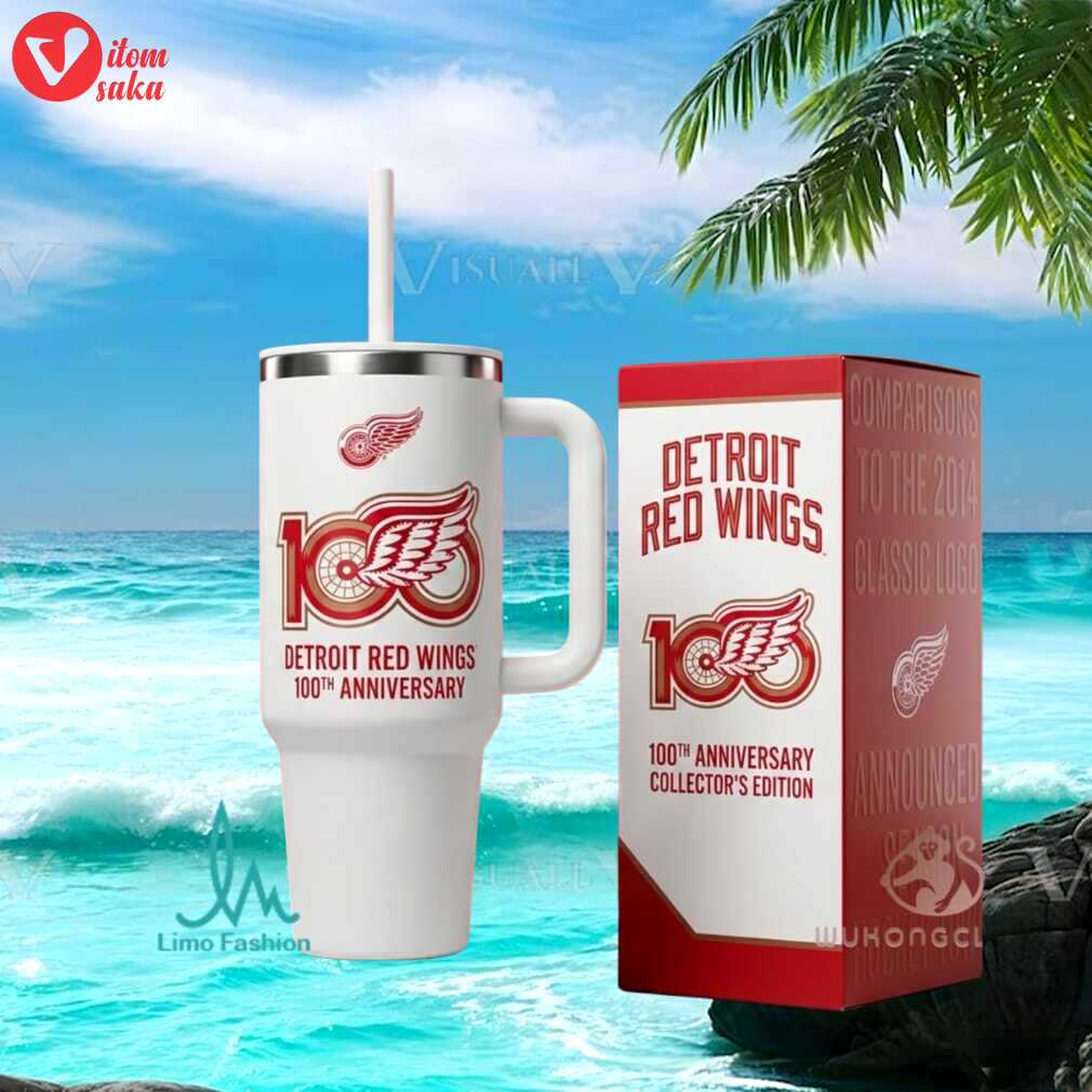 Detroit red wings 100th anniversary hockey collector’s edition retro nhl sports fan gift stainless steel insulated tumbler