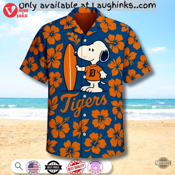 Detroit tigers snoopy surfing hawaiian shirt